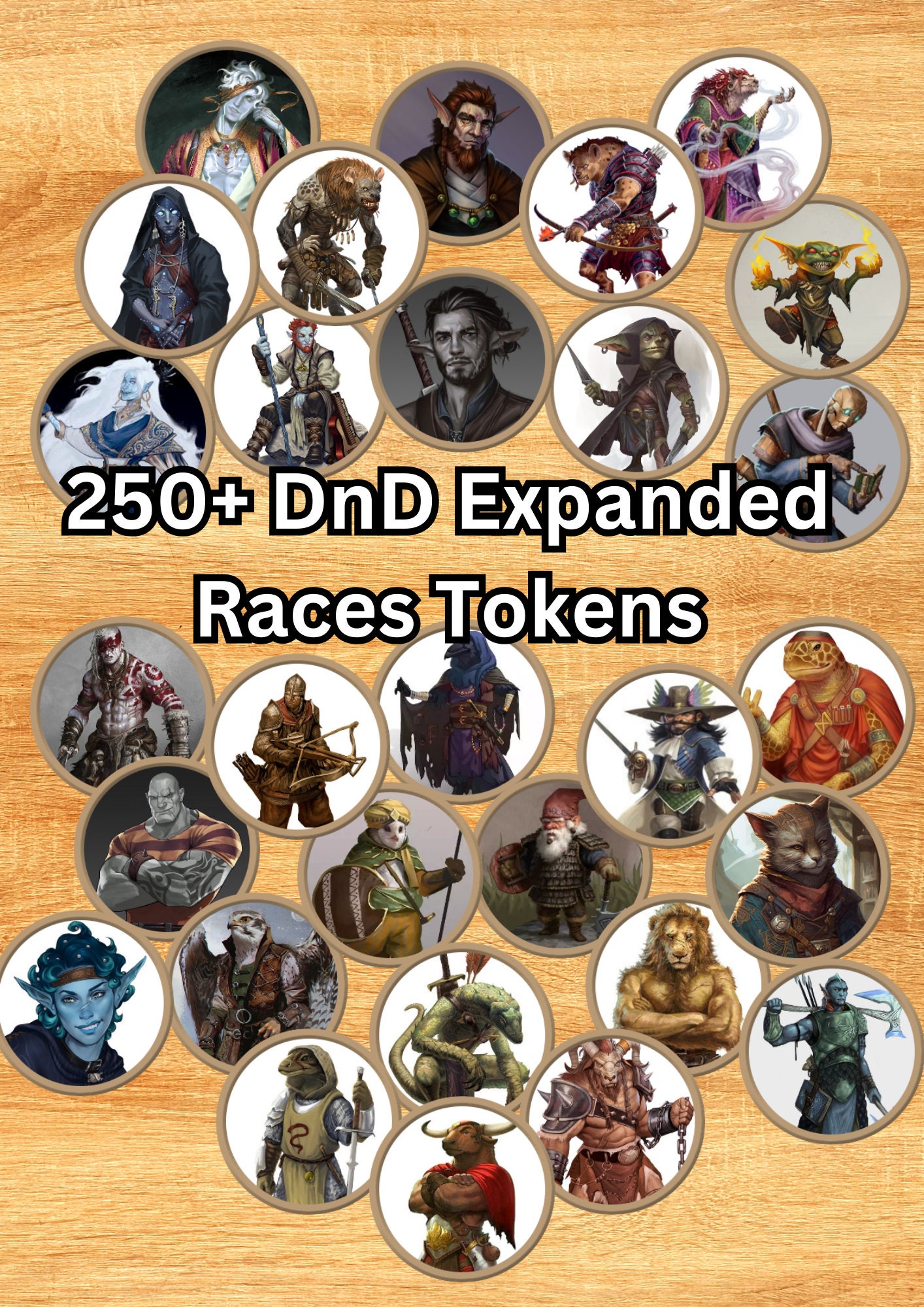 Paquete de razas expandidas de fichas de DnD: más de 250 fichas imprimibles de alta calidad para Dungeons & Dragons - Roll20 - Herramientas de Dm - Recursos de Dungeon Master