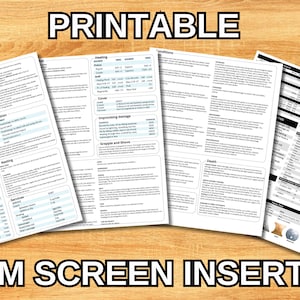 Ultimate DM Screen Inserts for DnD 5e - 4 Letter sized 8.5x11 printable DM info sheets - Digital Download