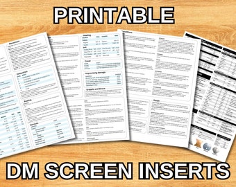 Inserti per schermi DM Ultimate per DnD 5e - 4 fogli informativi DM stampabili in formato lettera 8,5x11 - Download digitale