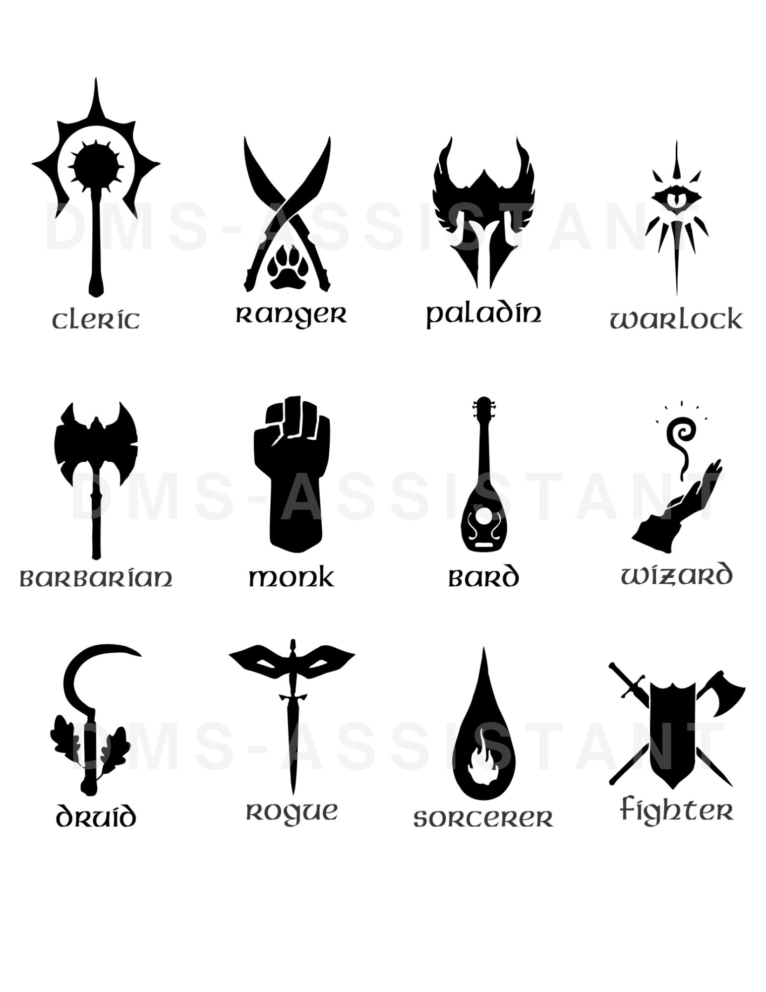 DND Class Icons and More Svg/png/jpg Instant Digital - Etsy UK