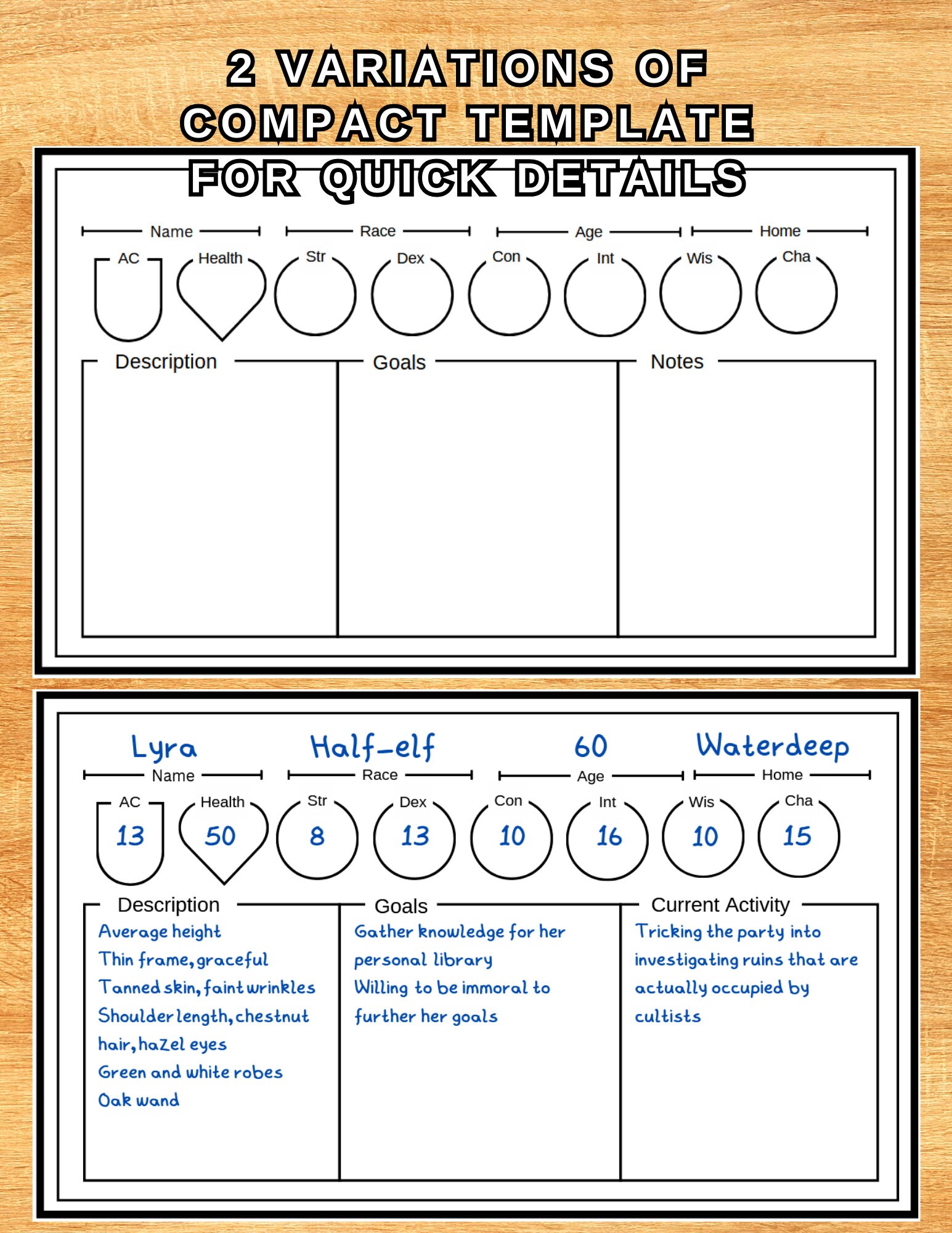 D&D NPC Tracker Sheets - Organize and Master Your Game - Digital ...