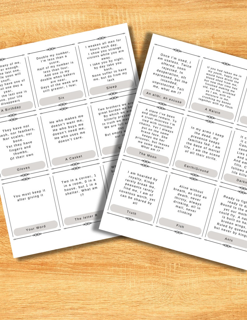 101 Printable Riddle Cards for D&D DMs: Deck of Many Riddles. Dungeons and Dragons Puzzles, Digital Download for Dungeon Masters image 2
