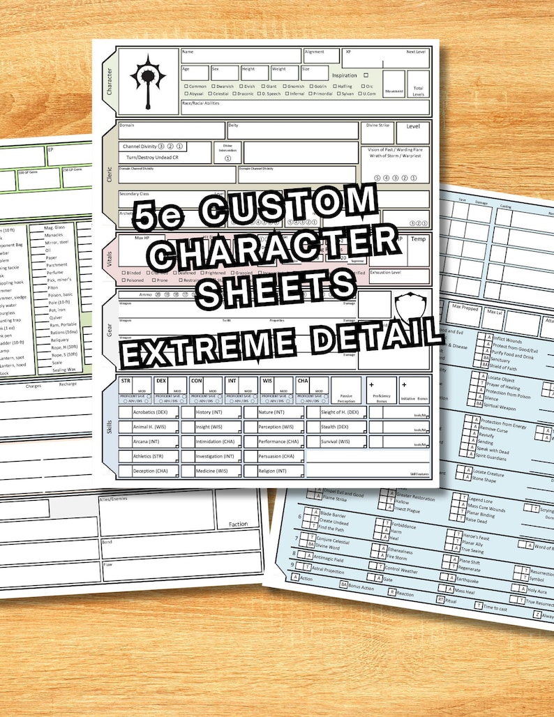 Ultimate Custom Character Sheets PDF Dnd 5e All 12 Classes - Etsy