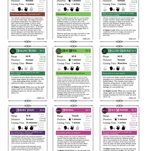 300 D&D 5e Spell Cards 7 Blank School Cards Digital Download Color-Coded by School of Magic Class-Labeled Comprehensive Spell Info image 4