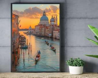 Venice Wall Art – Gondola Canal Sunset Photography (Digital Download)