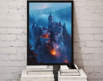 Romania Wall Art – Bran Castle Transylvania Gothic Print (Digital Download)