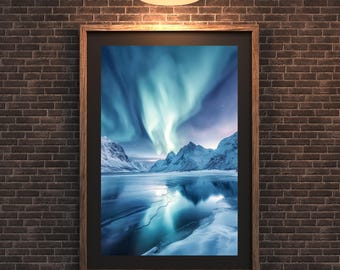 Northern Lights Wall Art – Norway Aurora Landscape Photography (Digital Download)