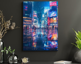 Tokyo Wall Art – Shibuya Crossing at Night Neon City Photography (Digital Download)