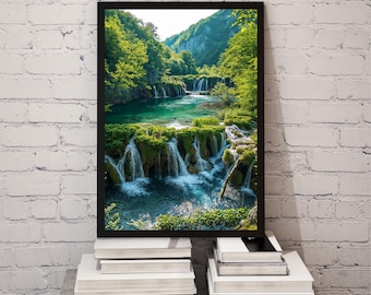 Plitvice Lakes Art – Croatia Waterfall Landscape Photography (Digital Download)