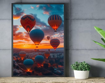 Turkey Travel Wall Art – Cappadocia Air Balloon Sunrise Print (Digital Download)