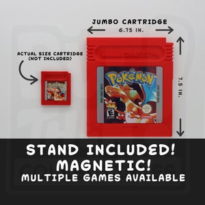 Jumbo - GameBoy Cartridge with Stand & Magnetic (Multiple Styles) - 3 Ways to Display - Wall Hang, Desk/Shelf, or Magnetic