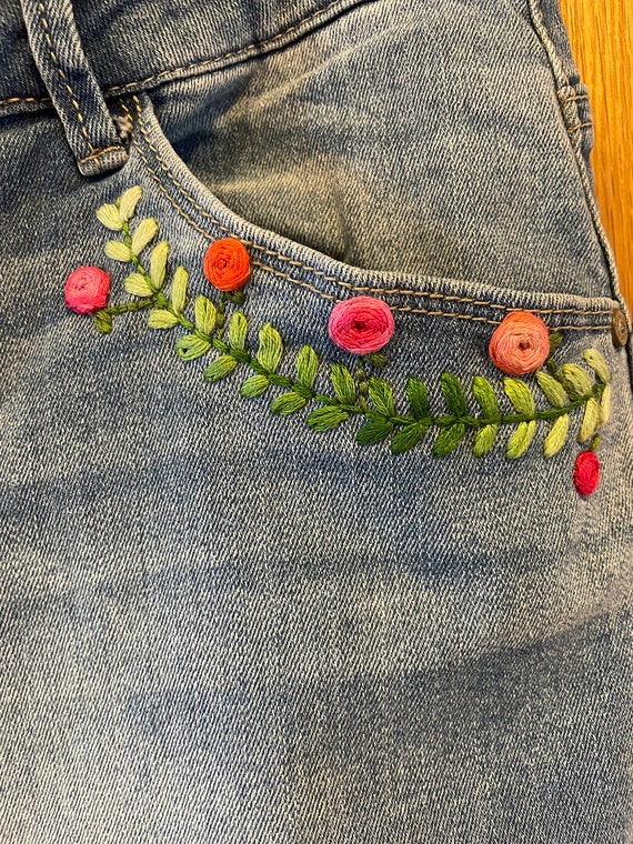 Democracy embroidered store jeans
