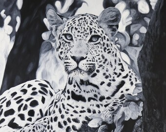 Animal art print, limited and numbered edition art print, leopard painting, wall decoration