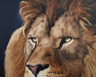 Impression d'art animal, tirage d'art en édition limitée et numérotée, peinture de lion, décoration murale