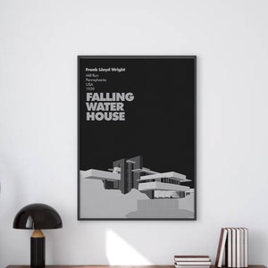 Architecture print | Fallingwater House Frank Lloyd Wright | Architecture poster | Architecture art print | Architecture Wall Art Printables