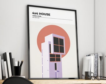 Architecture poster | Tadao Ando 4x4 House | Architecture print | Wall Art printable | Architecture Digital Prints | Brutalist architecture