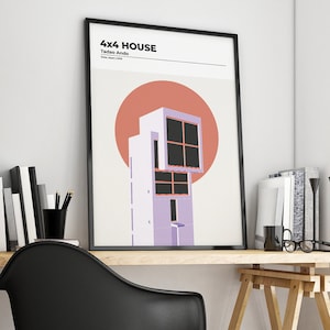 Architekturplakat | Tadao Ando 4x4 Haus | Architekturdruck | Wandkunst zum Ausdrucken | Architektur Digitaldrucke | Brutalistische Architektur