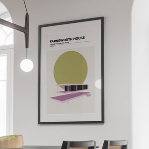 Architecture poster | Farnsworth House | Mies van der Rohe | Architecture print | Wall Art decor | Modern architecture | Mid Century modern