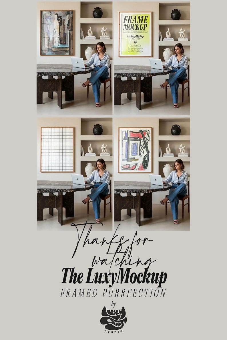 Video Frame Mockup, Person video mockup, Photoshop Template for Wall Art & Prints, Interior Mockup, Print Mockup, Mid Century modern mock up
