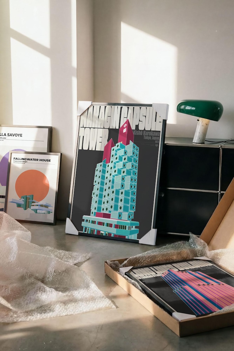 Gallery wall Mockup, 4 Frame Mockup, Photoshop Template for Wall art & Prints, Smart Object mockup, Poster mockup, Mid century modern unbox