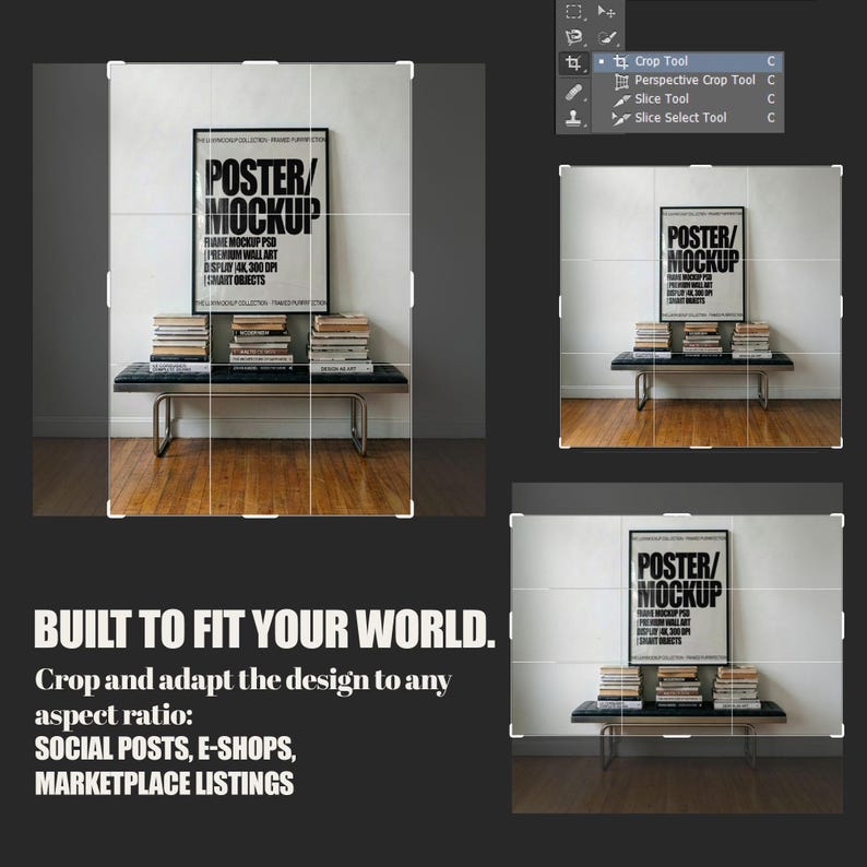 Frame Mockup PSD Bundle  – Premium Wall Art Display | 4K, 300 DPI, Smart Objects  | Poster Frame Video Mockup PSD | A-Size Frames | 4K Lifestyle Scene | Vertical, Horizontal and Square Frame mini bundle Mock up