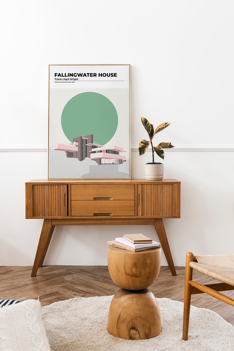 Architecture Poster Fallingwater House Frank Lloyd Wright - Etsy