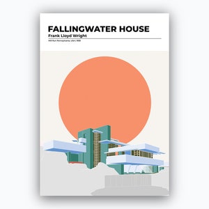 Architecture Poster Fallingwater House Frank Lloyd Wright Architecture ...