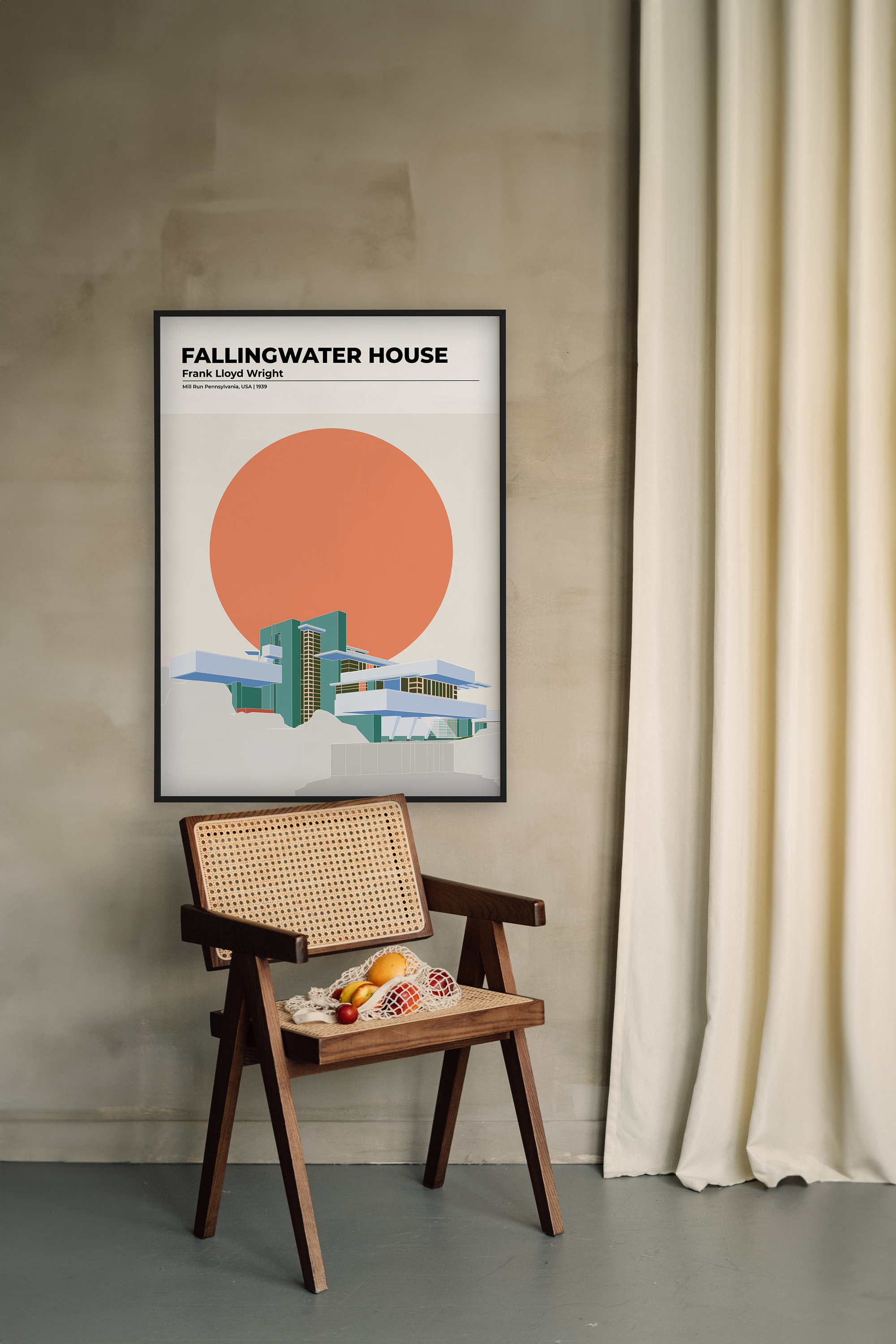 Architecture Poster | Fallingwater House Frank Lloyd Wright ...
