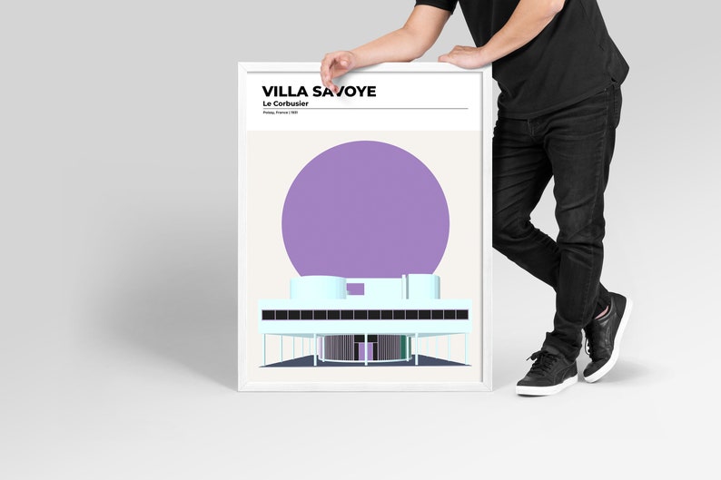 Architecture poster Villa Savoye Le Corbusier Architecture print Wall Art decor Architecture Digital Print Modern architecture image 7