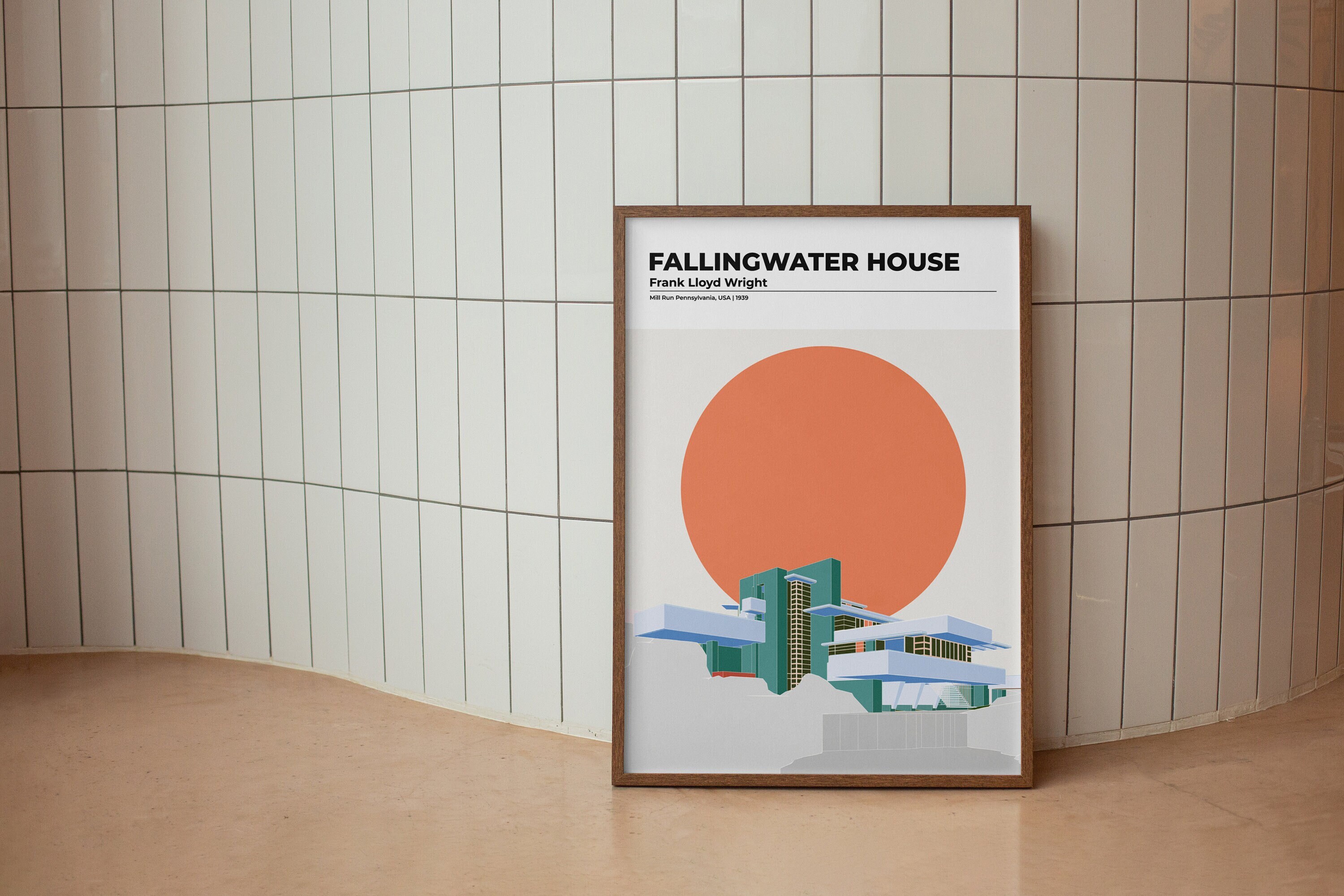 Architecture Poster | Fallingwater House Frank Lloyd Wright ...