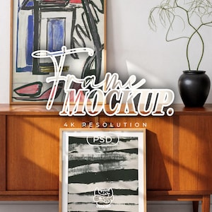 2 Frame Mockup, PSD mockups, Photoshop Template for Wall Art & Prints, Interior Mockup, Print Mockup, Mid Century modern Poster mockup