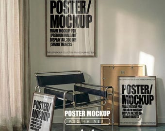 Gallery wall Mockup, 3 Frame Mockup, Photoshop Template for Wall art & Prints, Smart Object mockup, Poster mockup, Multiple Frames Mock up