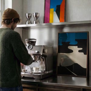 2 Frame Video Mockup PSD  - Premium Wall Art Video Display |  9:16, HD, Smart Objects, Scroll-Stopping Frame Mockup Video – Modern Interior Wall Art Display with person - Stylish Wall Art Display with Lifestyle Scene - Mid Century Modern interior Mockup -Kitchen Mockup - Coffee Machine Mockup