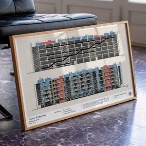 Architecture poster | Centre Pompidou | Architecture print | Wall Art | Architecture Printables | Modern architecture | Paris Print |