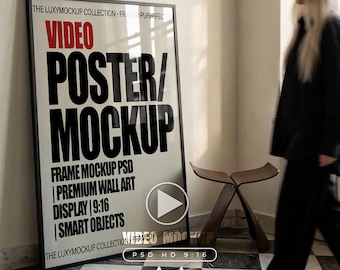 Frame Video Mockup, Model mockup, Video Poster Mockup, Photoshop Template for Wall Art, Interior Mockup, Print Mock up, Mid Century modern