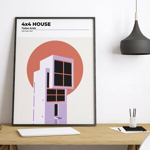 Architecture poster Tadao Ando 4x4 House Architecture print Wall Art printable Architecture Digital Prints Brutalist architecture image 2