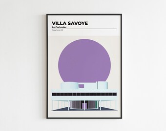 Architecture poster | Villa Savoye Le Corbusier | Architecture print | Wall Art decor | Architecture Digital Print | Modern architecture |