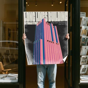 Architectuurprint, brutalistische kunst, illustratie Art Print: Long Lines Building, Mew York-poster, architectuurmuurkunst, typografieposter