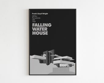 Architecture Poster Fallingwater House Frank Lloyd Wright - Etsy