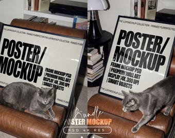 Frame Mockup bundle, Horizontal Frame Mock up, Vertical PSD mockups, PSD Template Wall Art & Prints, Mid Century modern Poster mockup
