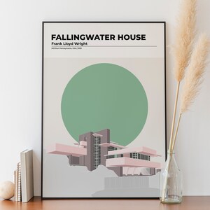 Architecture Poster | Fallingwater House Frank Lloyd Wright ...
