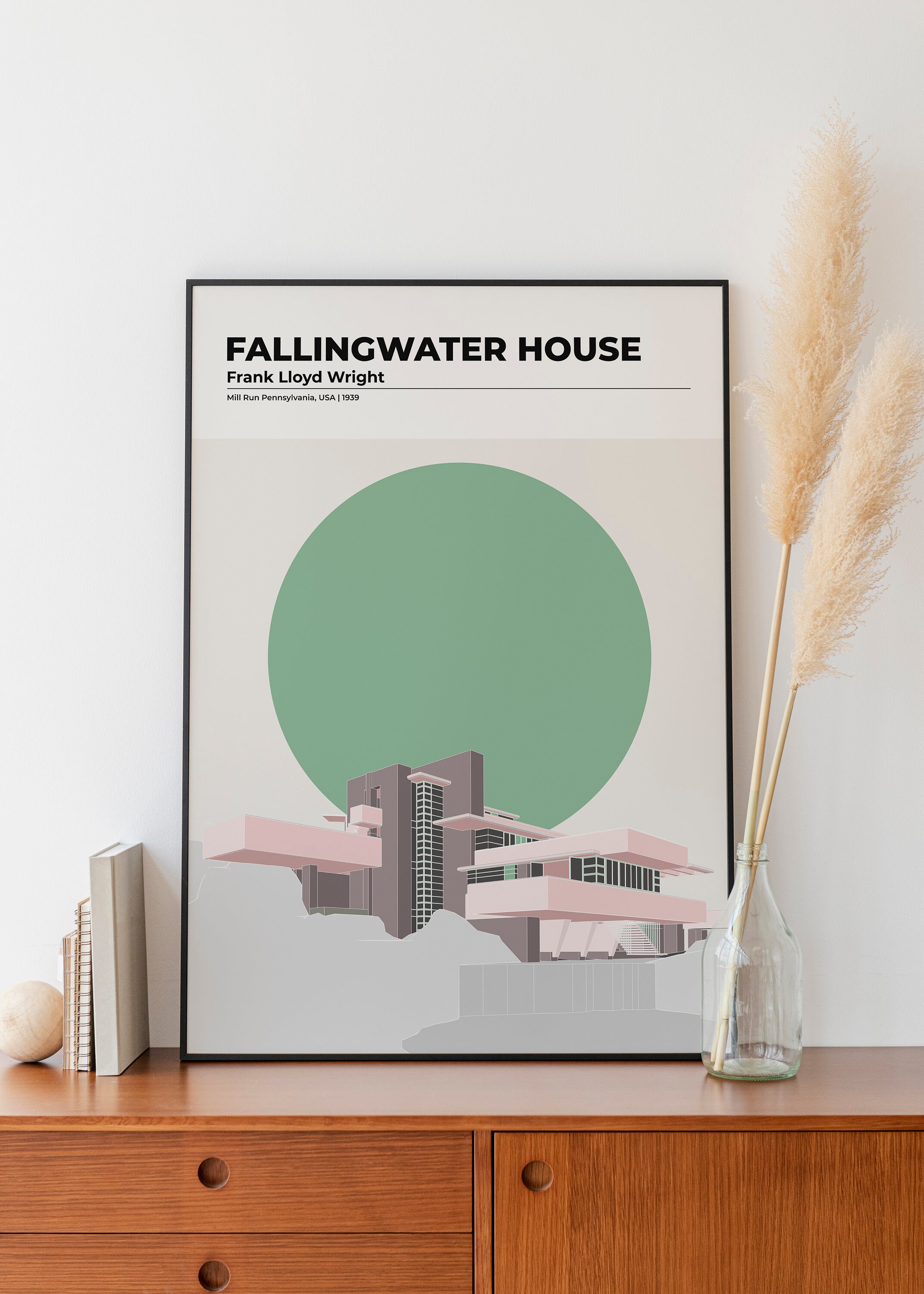 Architecture Poster | Fallingwater House Frank Lloyd Wright ...