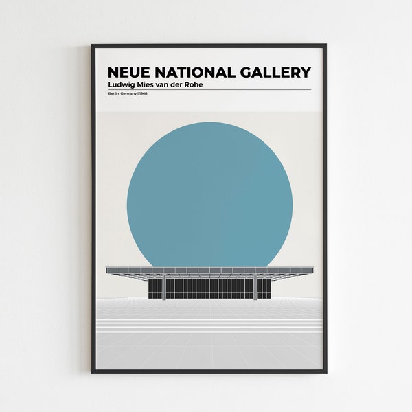 Architecture poster | Neue National Gallery Mies van der Rohe | Architecture print | Wall Art decor | Architecture Digital Print | Modern