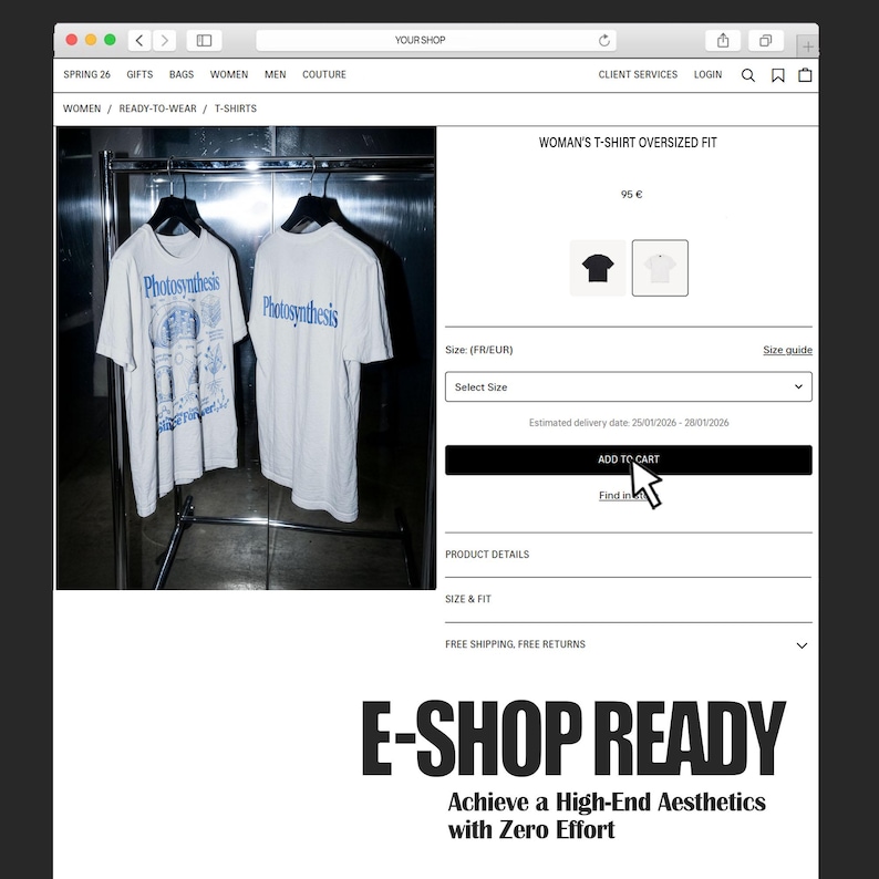White t-shirt mockup template PSD with front and back view on industrial metal background, professional apparel mockup for Etsy sellers, POD clothing mockup with smart object layers for social media marketing