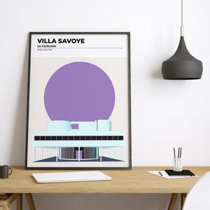 Architecture poster Villa Savoye Le Corbusier Architecture print Wall Art decor Architecture Digital Print Modern architecture image 2