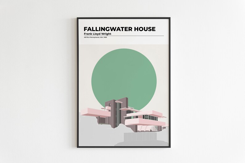 Architecture Poster Fallingwater House Frank Lloyd Wright - Etsy