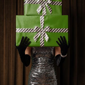 Gift Mockup, Box Mockup, Wrapping Paper Christmas, Smart object mockup, Person mockup, PSD Template, xmas mockup, Paper Mock up, 4k