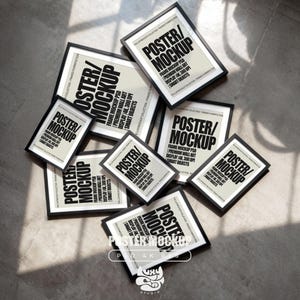 Gallery wall Mockup, Flat Lay Mockup, Photoshop Template for Wall art & Prints, smart object mockup, Poster mock up, Multiple Frames  mockup