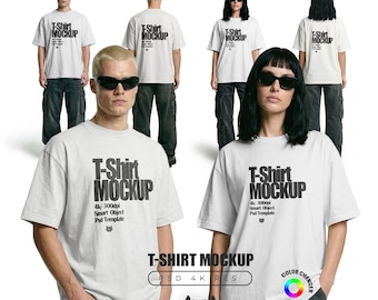 TShirt mockup bundle, oversized mockup, front and back t-shirt mock up, male and female mockups, PSD Smart Object, Model mockup, e-commerce