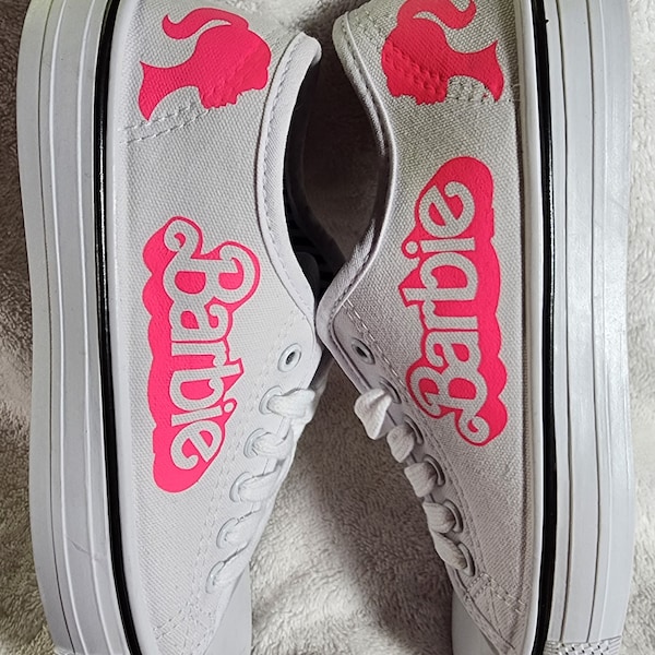 womens/kids shoes Barbi Inspired Canvas lace tie shoes adult sizes 6, 7, 8, 9 or 10  Kids sizes 1, 2, 3 and 4